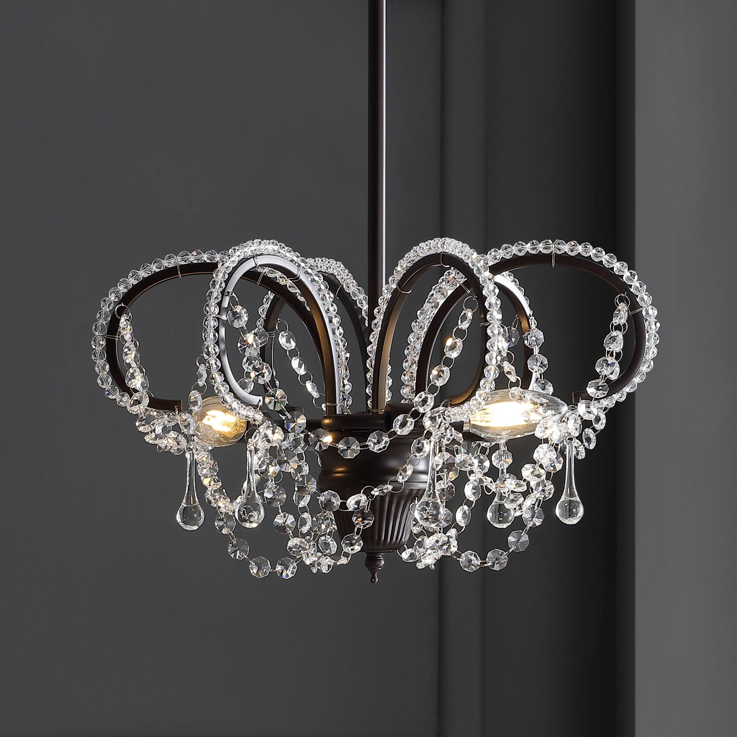Alt View 1. Jonathan Y - Caroline 16" Metal/Crystal LED Adjustable Chandelier, Oil Rubbed Bronze - Oil Rubbed Bronze.