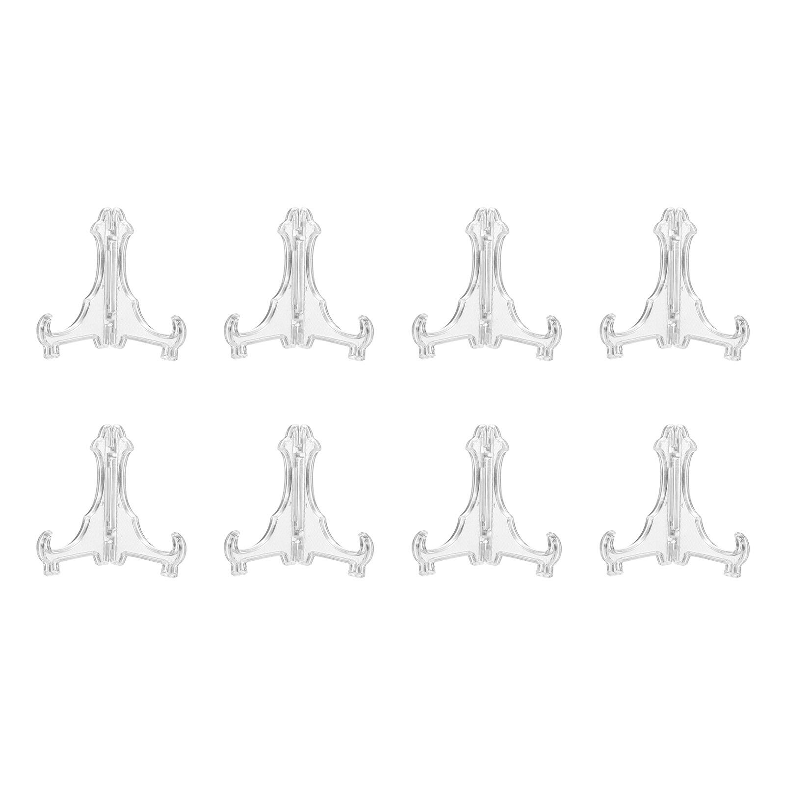 Front. Unique Bargains - 8pcs Acrylic Easels Plate Stands 2.24 Inch Folding Display Holder for Frames Pictures Magazines - Clear.