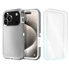 Entronix - Heavy Duty Bundle for iPhone 17 Pro - Case & 2 Screen Protectors - Gray