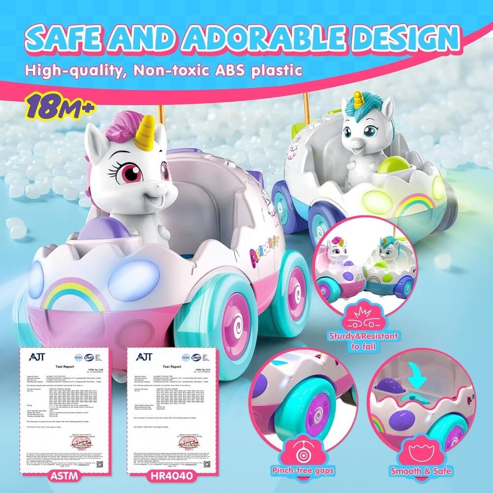 SAFE AND ADORABLE DESIGN  
High-quality, Non-toxic ABS plastic  
18M+  

AJT Fast - UNto AJT Toar - A  
Sturdy & Resistant to fall  
ASTM HR4040  
Pinch-free gaps  
Smooth & Safe