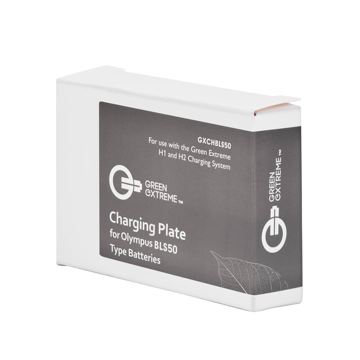 For use with the H1 and Green Extreme H2 Charging System  
GXCHBLS50  
Charging Plate for Olympus BLS50 Type Batteries