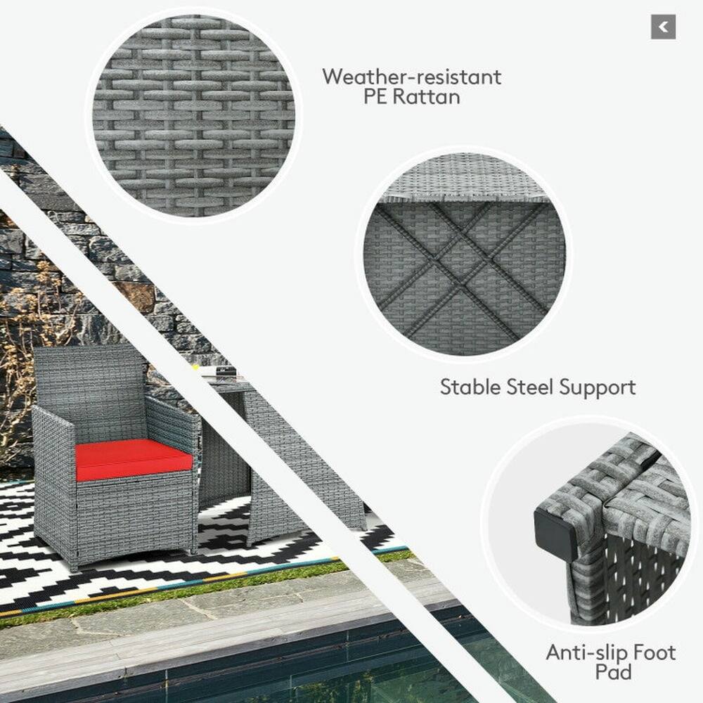 Weather-resistant PE Rattan  
Stable Steel Support  
Anti-slip Foot Pad