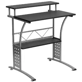 Emma + Oliver - Computer Desk with Top and Lower Storage Shelves - Black