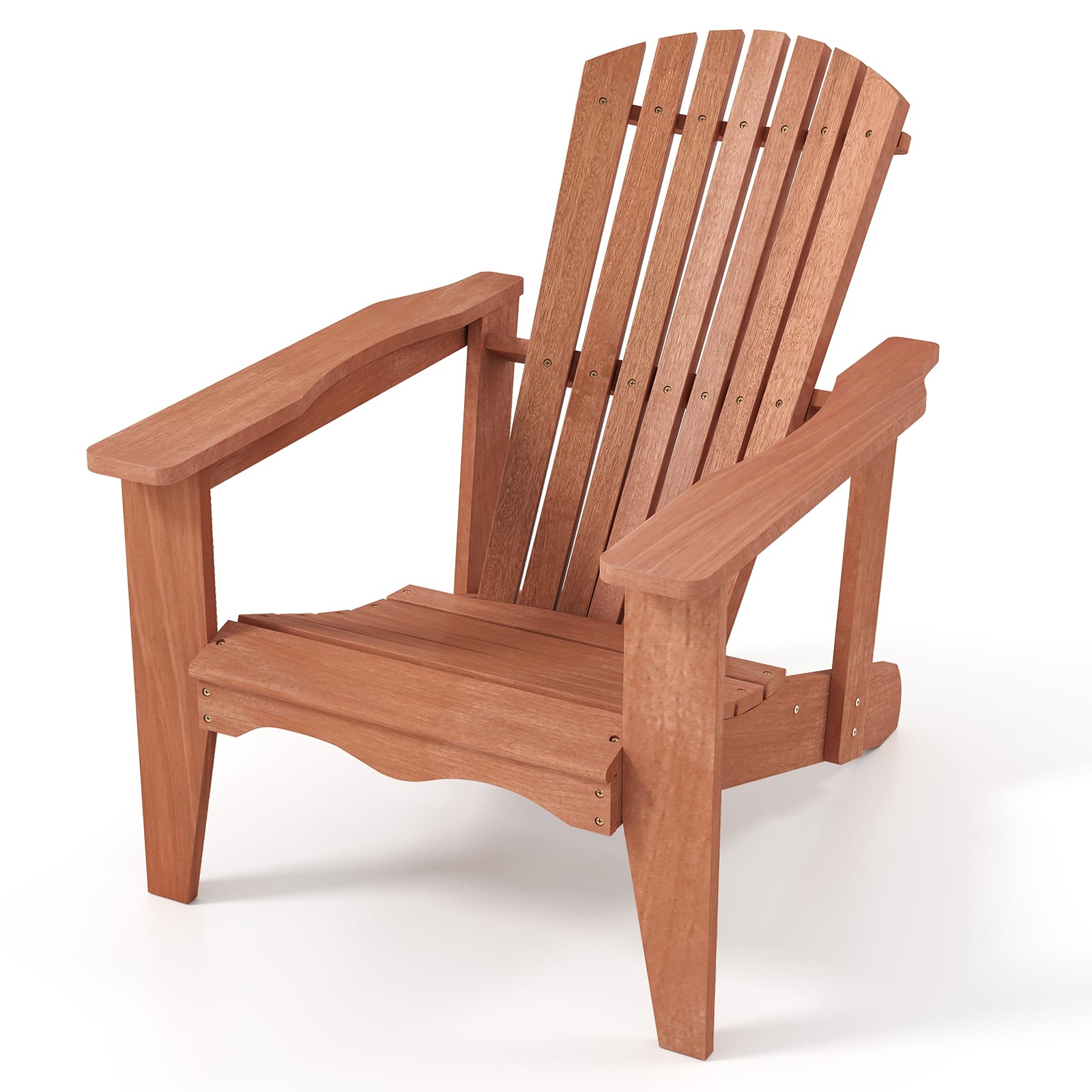 Gymax - Solid Wood Garden Chair w/ High Backrest Wide Armrests & Contoured Seat - Natural