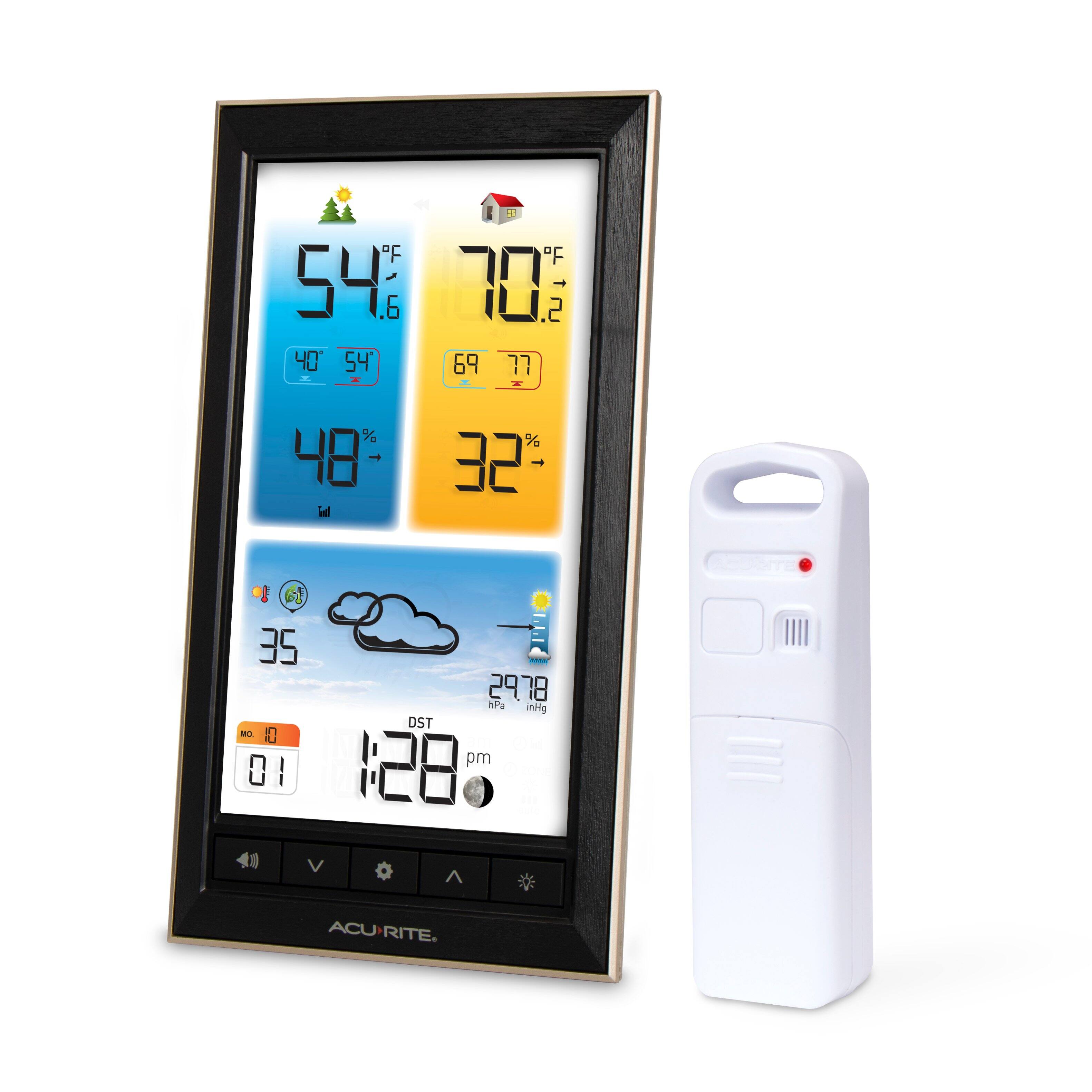 Alt View 11. AcuRite - Home Weather Station with Color Display and Wireless Thermometer - Black.