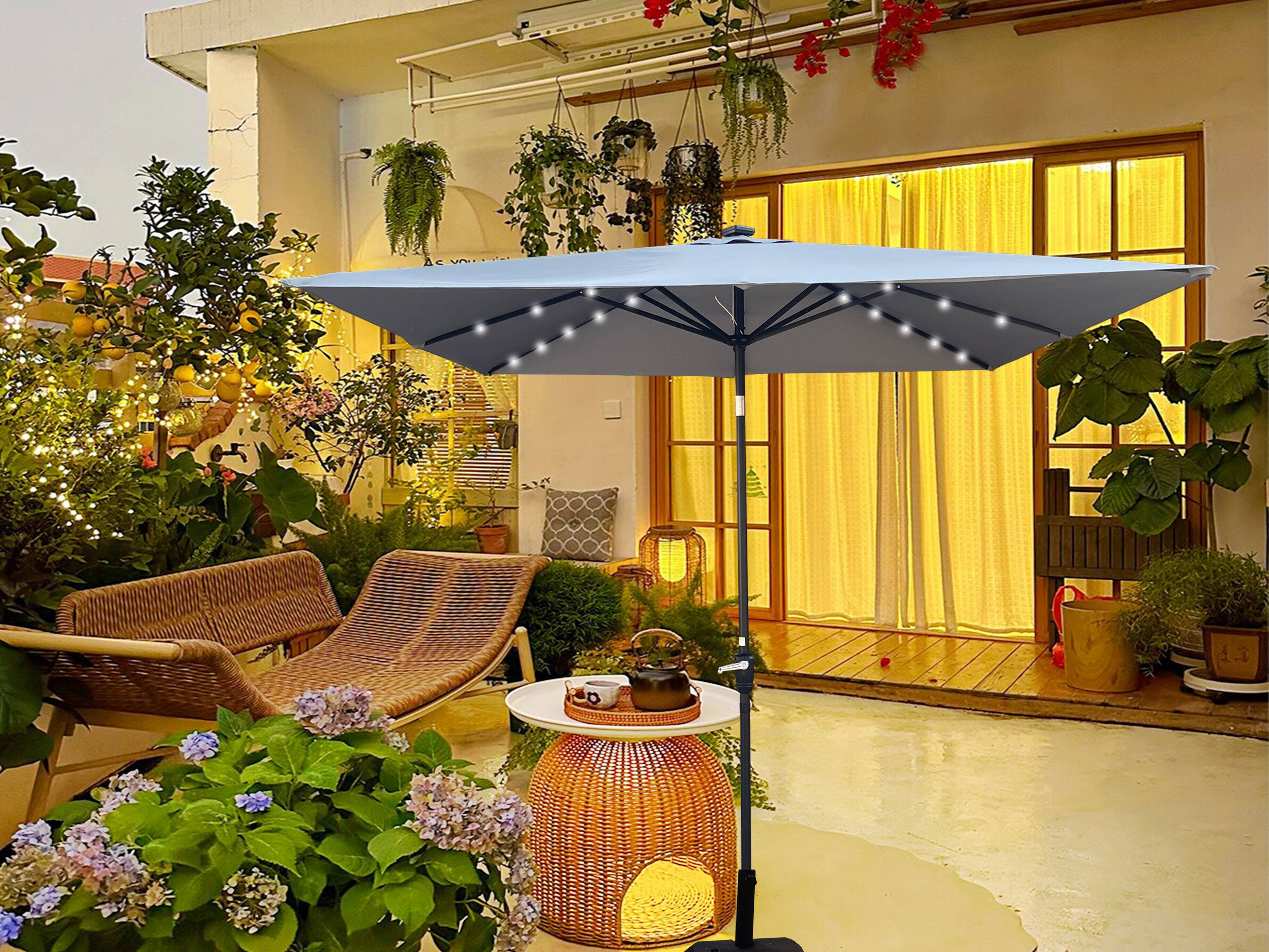 Angle. Loheer - Loheer Square Patio Umbrella Solar Lighted Outdoor Umbrella Waterproof Sun Shade Market Umbrella with Crank.
