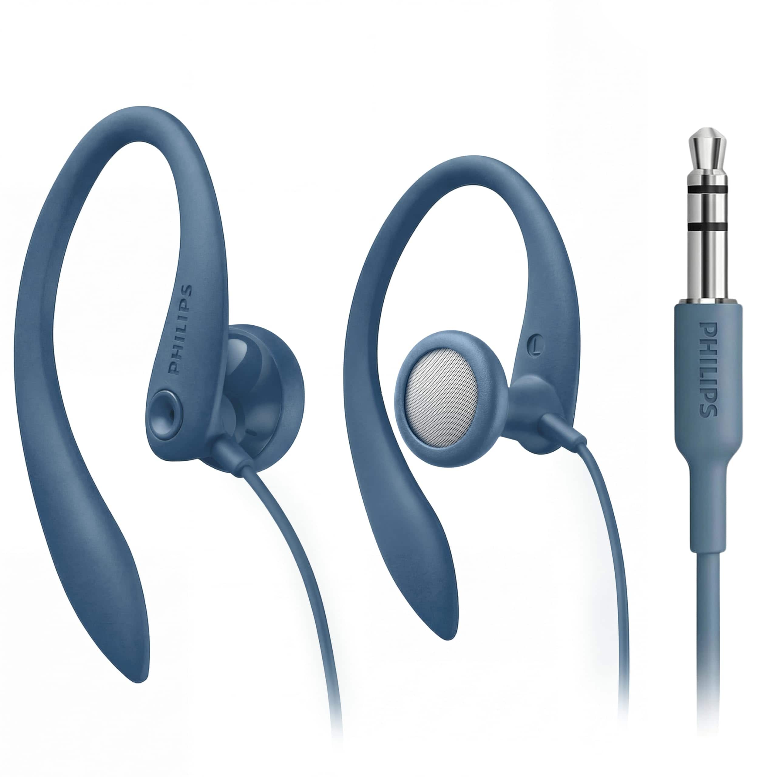 Philips - Wired Earhook Headphones, 15mm Driver, Secure Fit, 1.2m Cable, 3.5mm Jack - Blue price history on PriceWatchPro