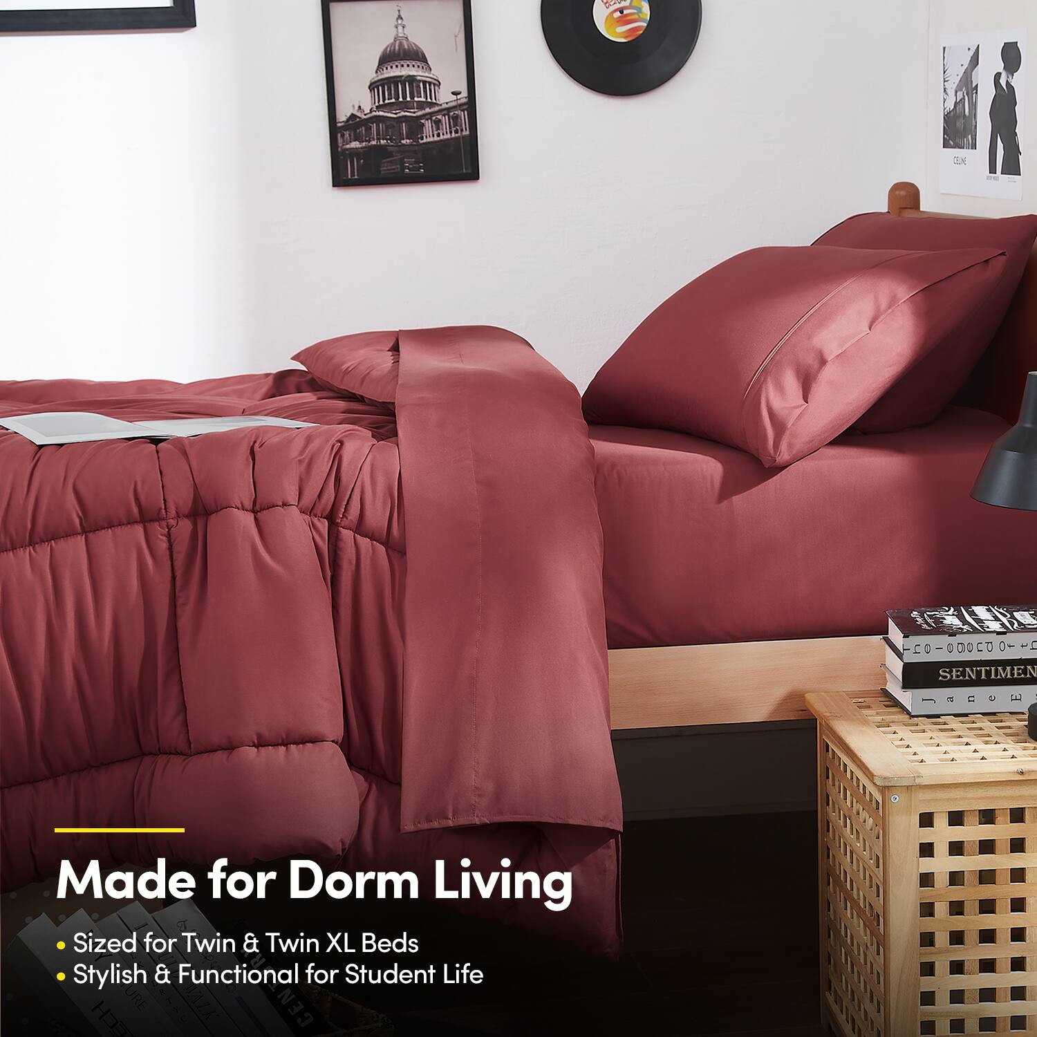 Made for Dorm Living  
Sized for Twin & Twin XL Beds  
Stylish & Functional for Student Life