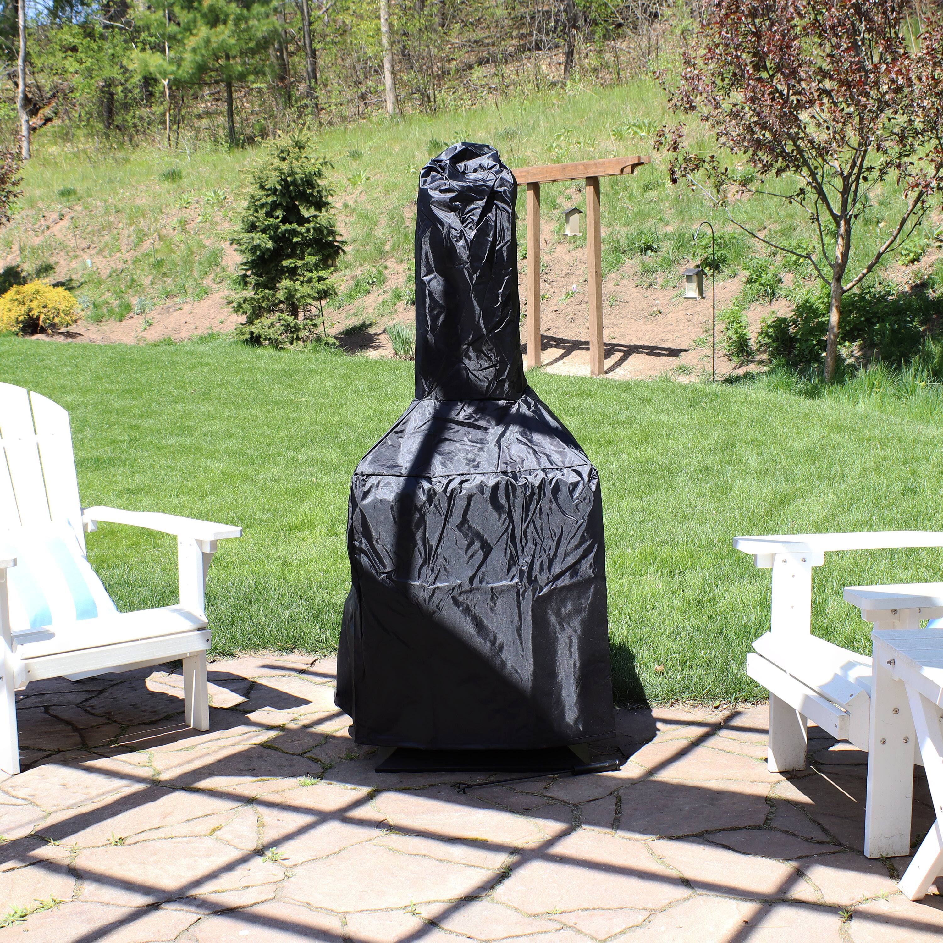 Alt View 7. Sunnydaze - Steel Wood Burning 360-View Chiminea with Log Grate/Poker - 57 in - Black.