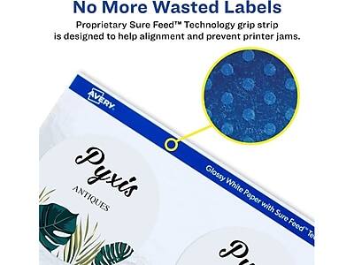 No More Wasted Labels

Proprietary Sure Feed™ Technology grip strip is designed to help alignment and prevent printer jams.

Avery Pyxis Antiques Glossy White Paper with Sure Feed™ Technology