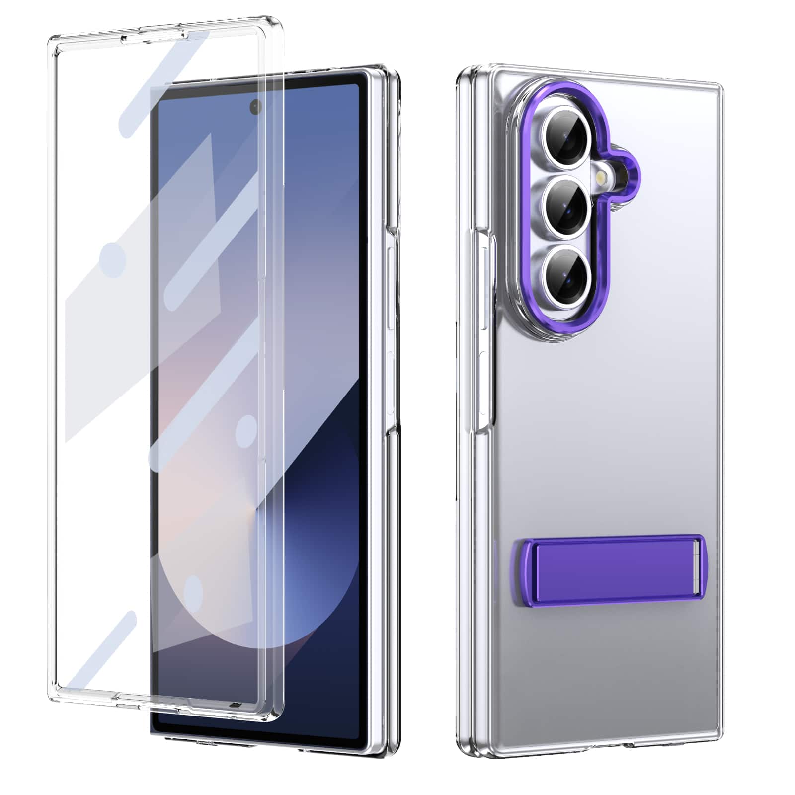Dteck - for Samsung Galaxy Z Fold8 Ultra Slim Clear Case with Built-in Screen Protector & Kickstand, Shockproof Hard PC Shell - Purple price history on PriceWatchPro