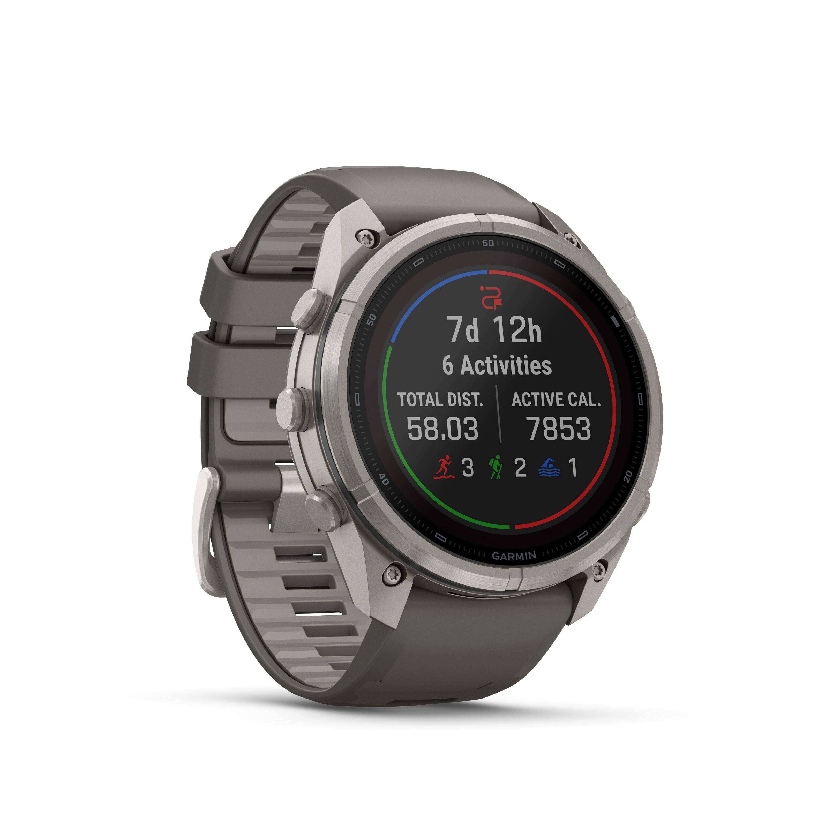 60  
50  
7d 12h  
6 Activities  
TOTAL DIST. 58.03  
ACTIVE CAL. 7853  
3 2 1 40  
20  
GARMIN