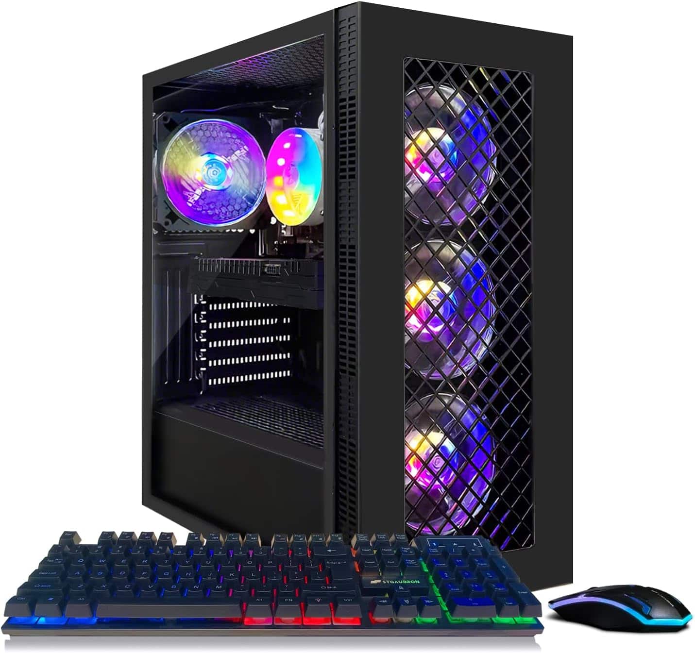 STGAubron - Gaming PC Computer Desktop, Intel Core I7 8th Gen up to 4.1Ghz, Radeon RX 5700 8G, 16G DDR4, 512G SSD, Win11H - Black