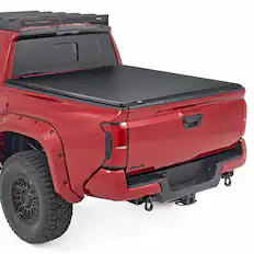 Front. VEVOR - Soft Roll-Up Truck Bed Tonneau Cover, Compatible with 2024-2025 Toyota Tacoma (Excl. Trail Edition) - Black.