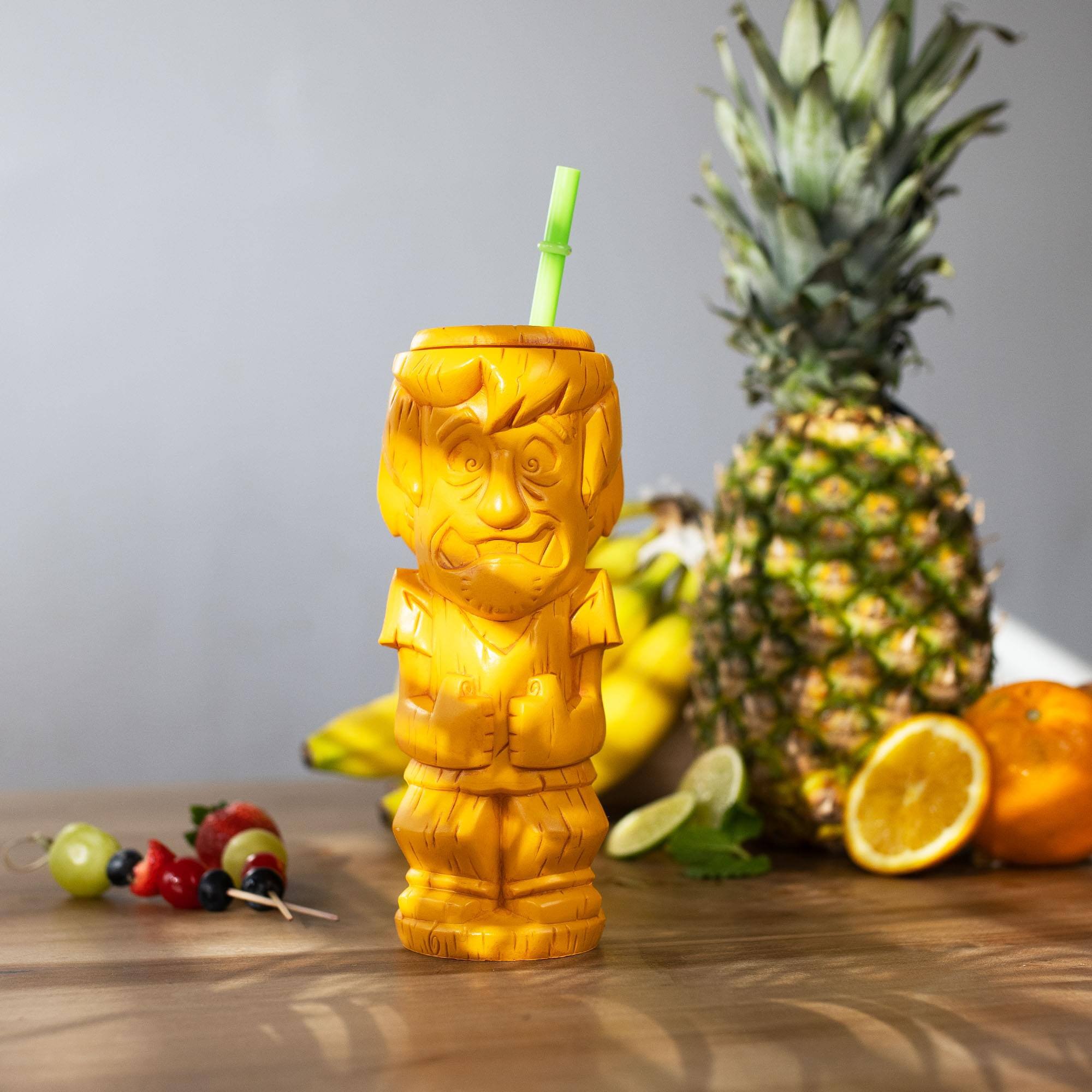 Alt View 4. ThinkGeek - Geeki Tikis Scooby-Doo Shaggy Plastic Tumbler with Straw | Holds 20 Ounces - Yellow.