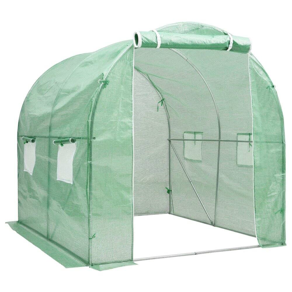 Left. vidaXL - vidaXL Greenhouse Green Galvanized steel, PE mesh fabric Medium - Green.