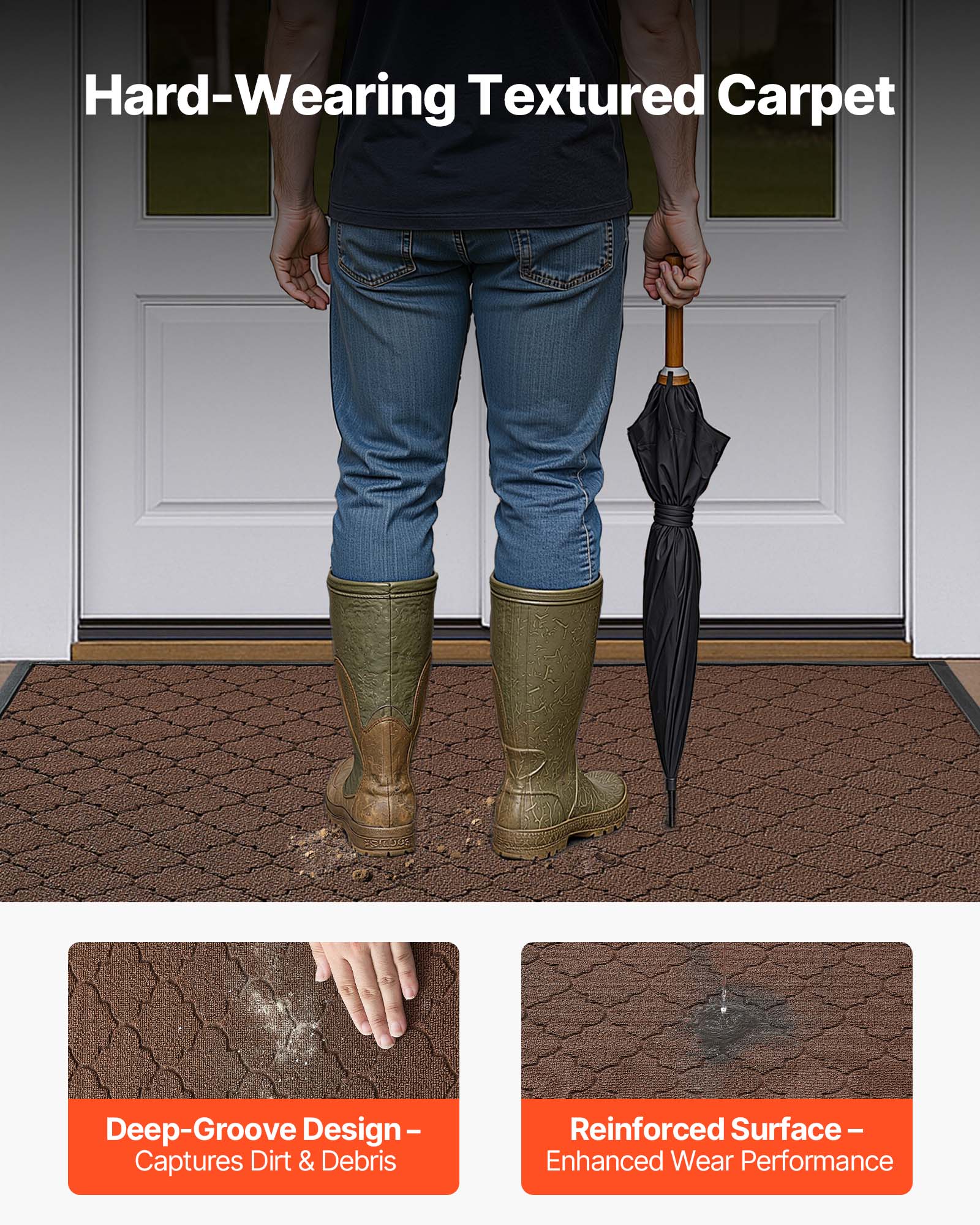 Hard-Wearing Textured Carpet

Deep-Groove Design – Captures Dirt & Debris

Reinforced Surface – Enhanced Wear Performance