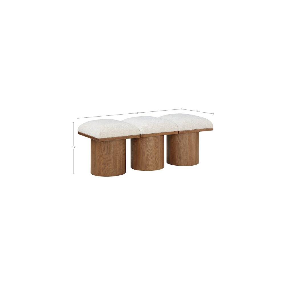 Alt View 1. Meridian Furniture - Pavilion Cream Boucle Fabric Bench - Cream Boucle Fabric.