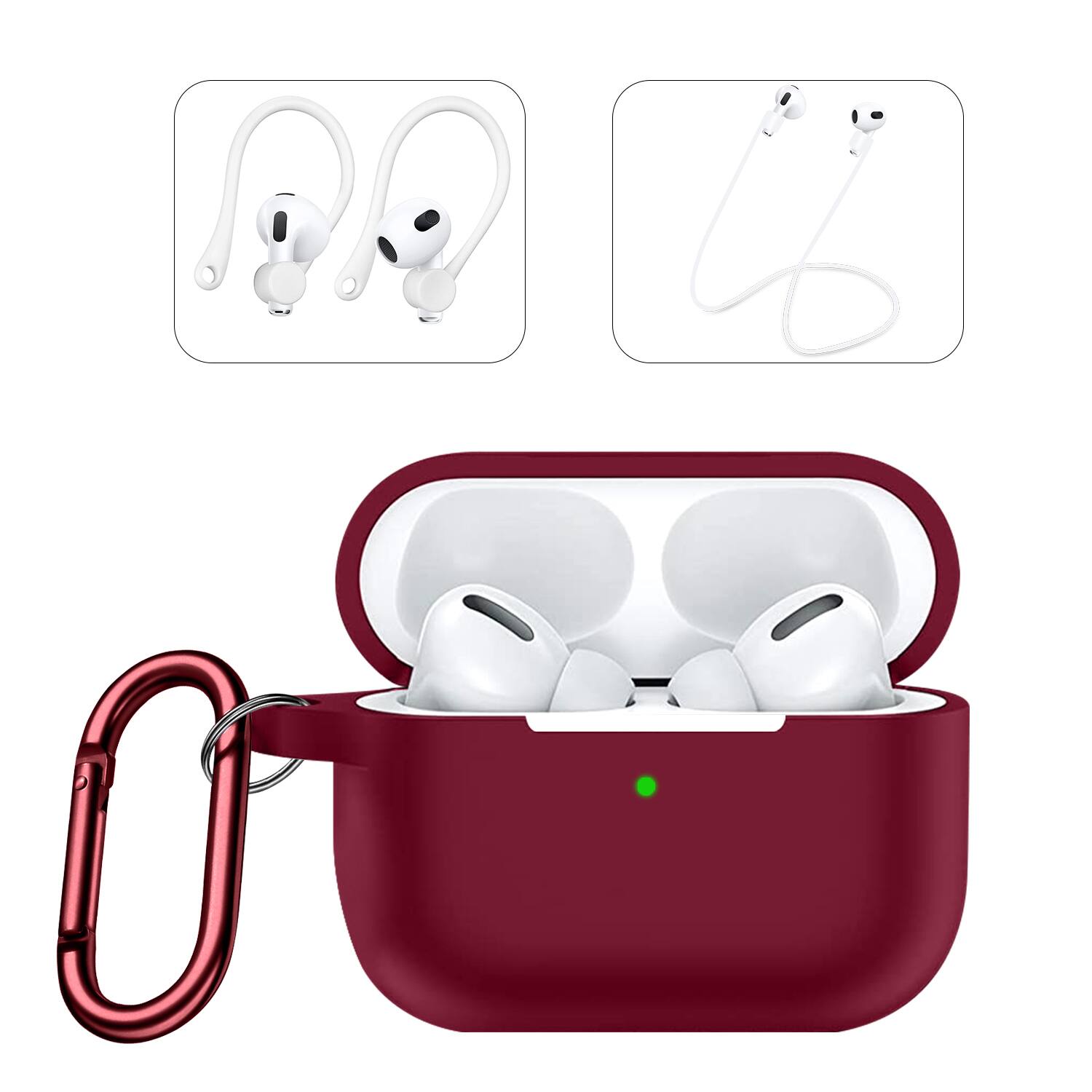Front. SaharaCase - Case for Apple AirPods Pro 2 (2nd Generation 2022) - Dark Red.