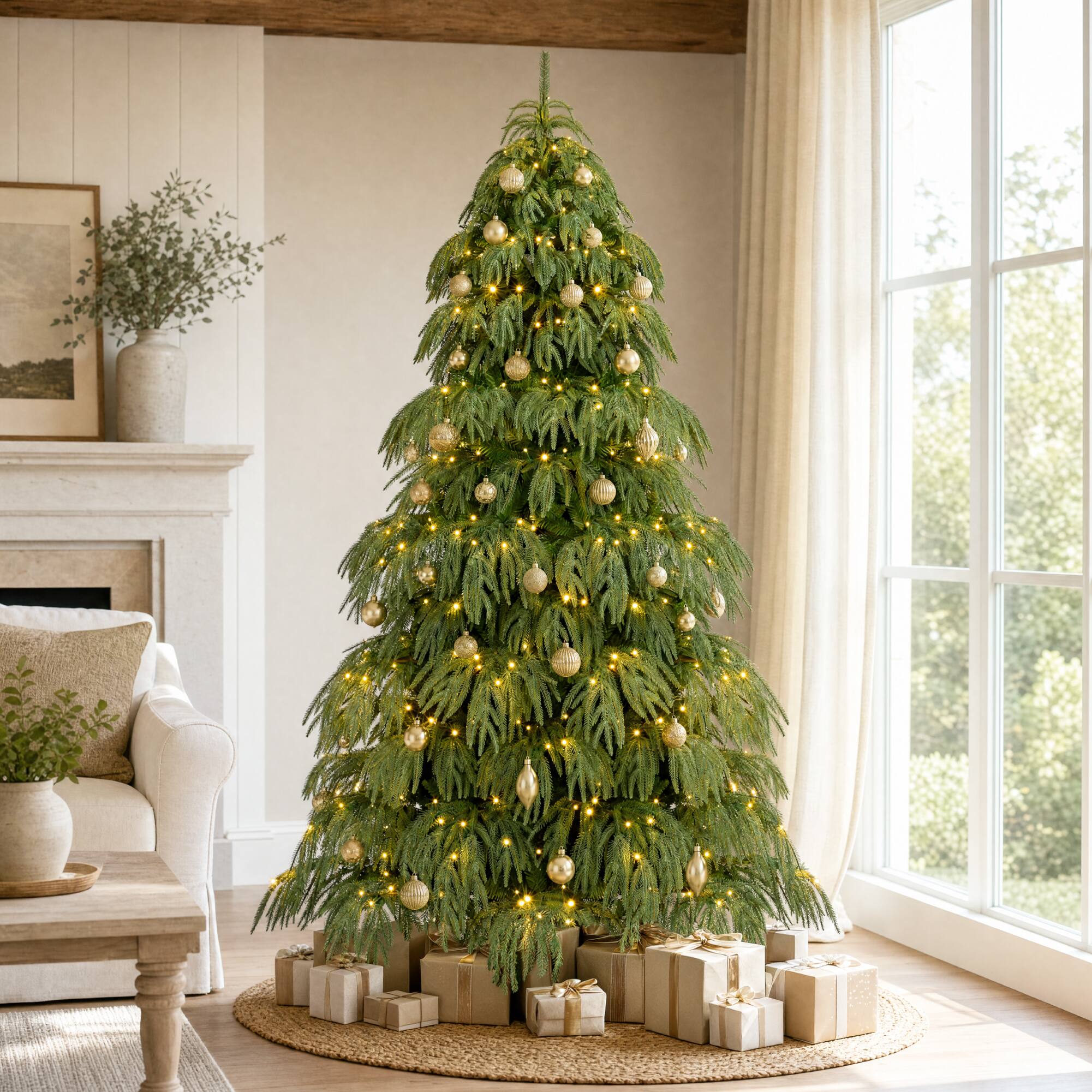 Best Choice Products 12Ft Pre Lit Artificial Norfolk Pine Christmas ...