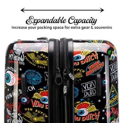 Von Dutch Jax Black 3 Piece Expandable Hardside Spinner Luggage Von Dutch Jax Black 3 Piece Expandable Hardside Spinner Luggage
