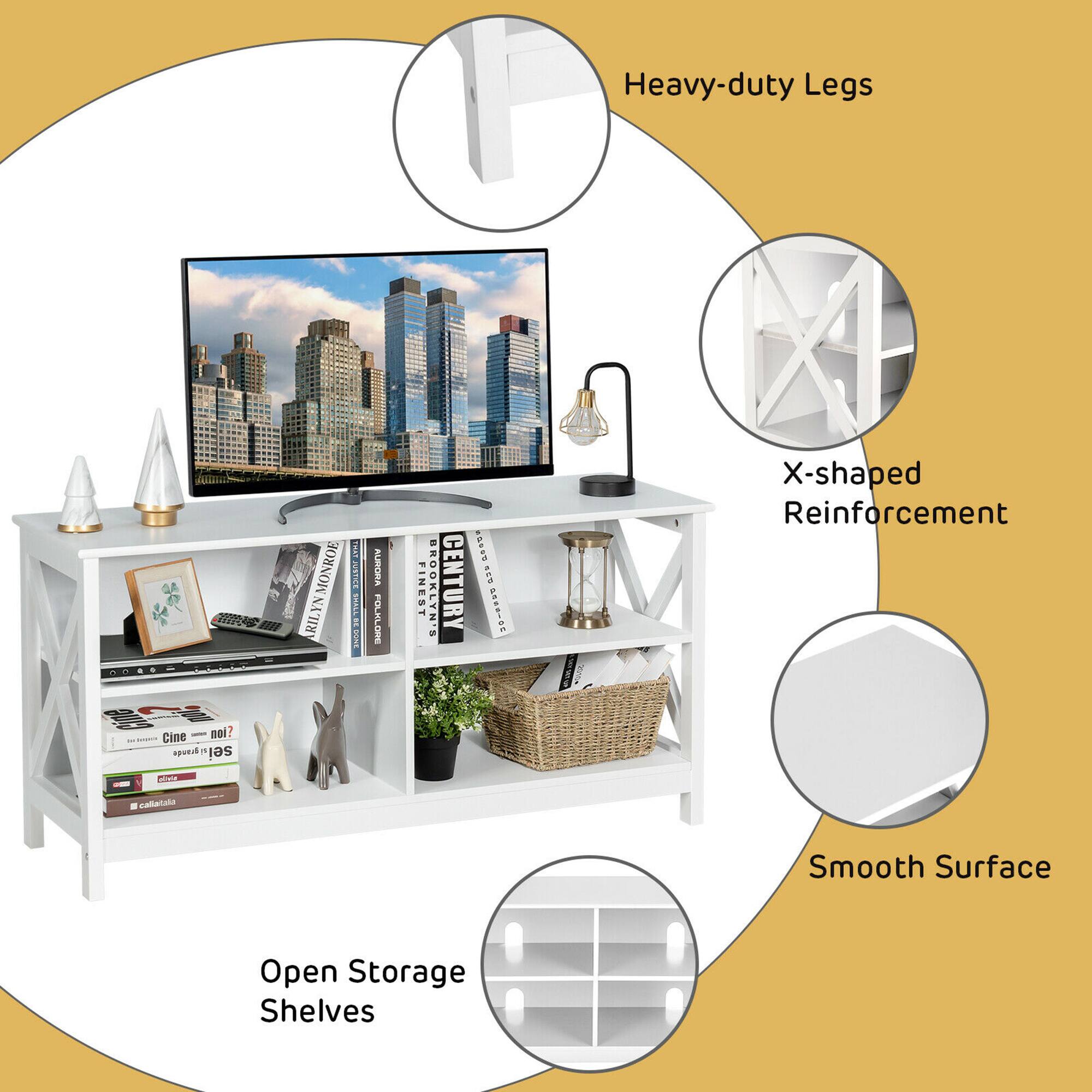Heavy-duty Legs, X-shaped Reinforcement, Smooth Surface, Open Storage Shelves
