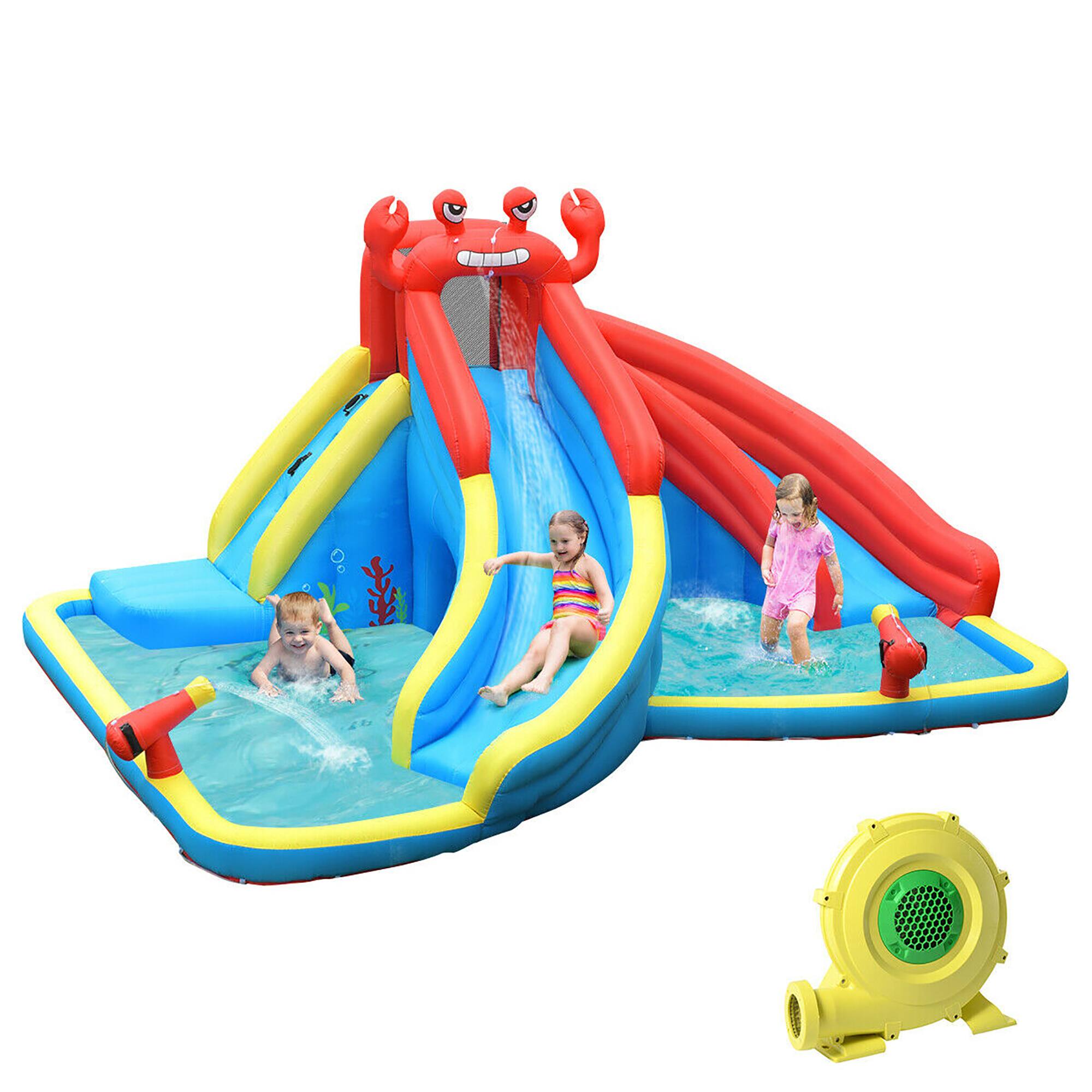 Front. Costway - Costway Inflatable Water Slide Crab Dual Slide Bounce House Splash Pool with 950W Blower - Multicolor.