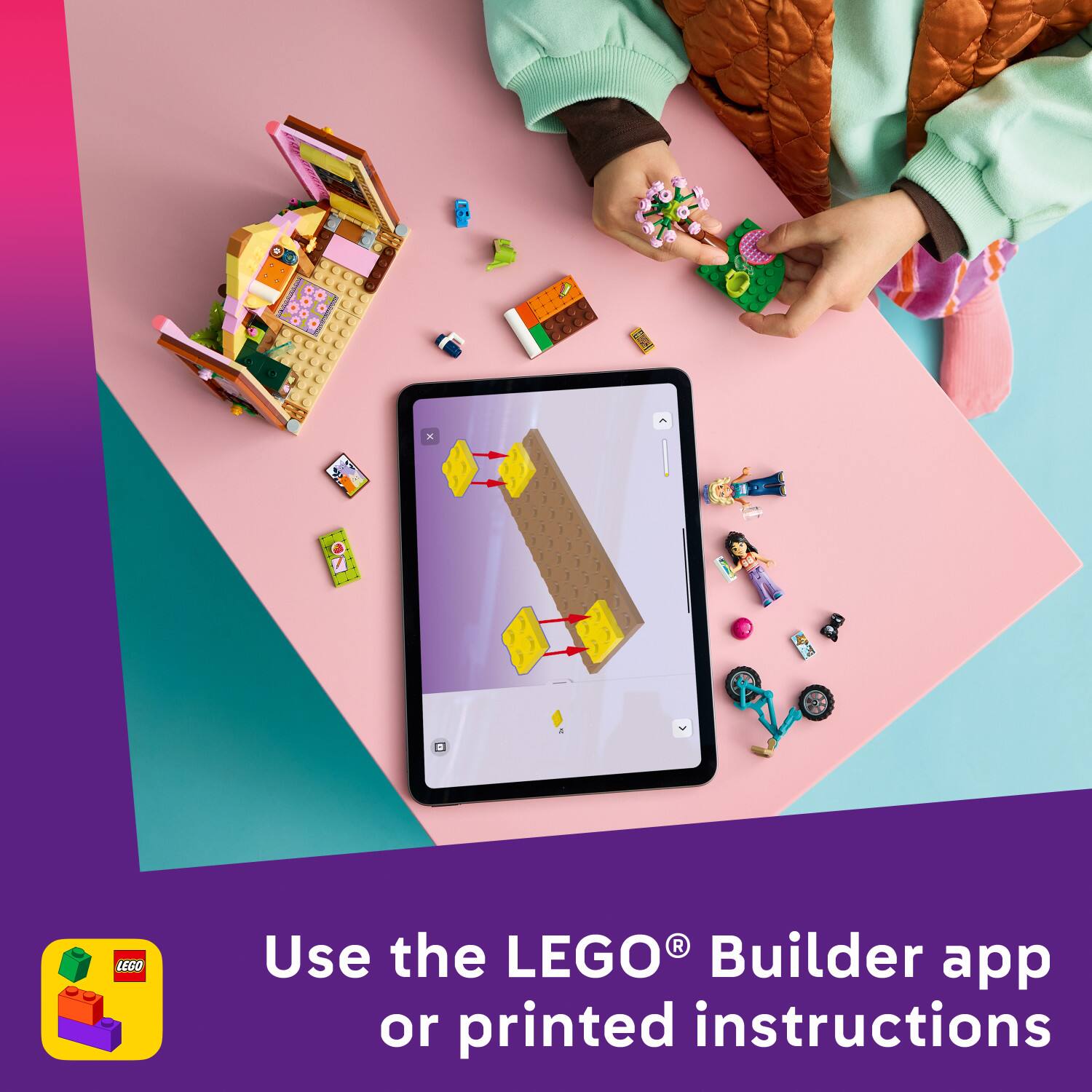 Use the LEGO® Builder app or printed instructions