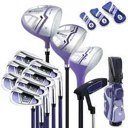 Costway - Women's Complete Golf Club Set Golf Club Package Set w/ Rain Hood, Right Hand - Purple