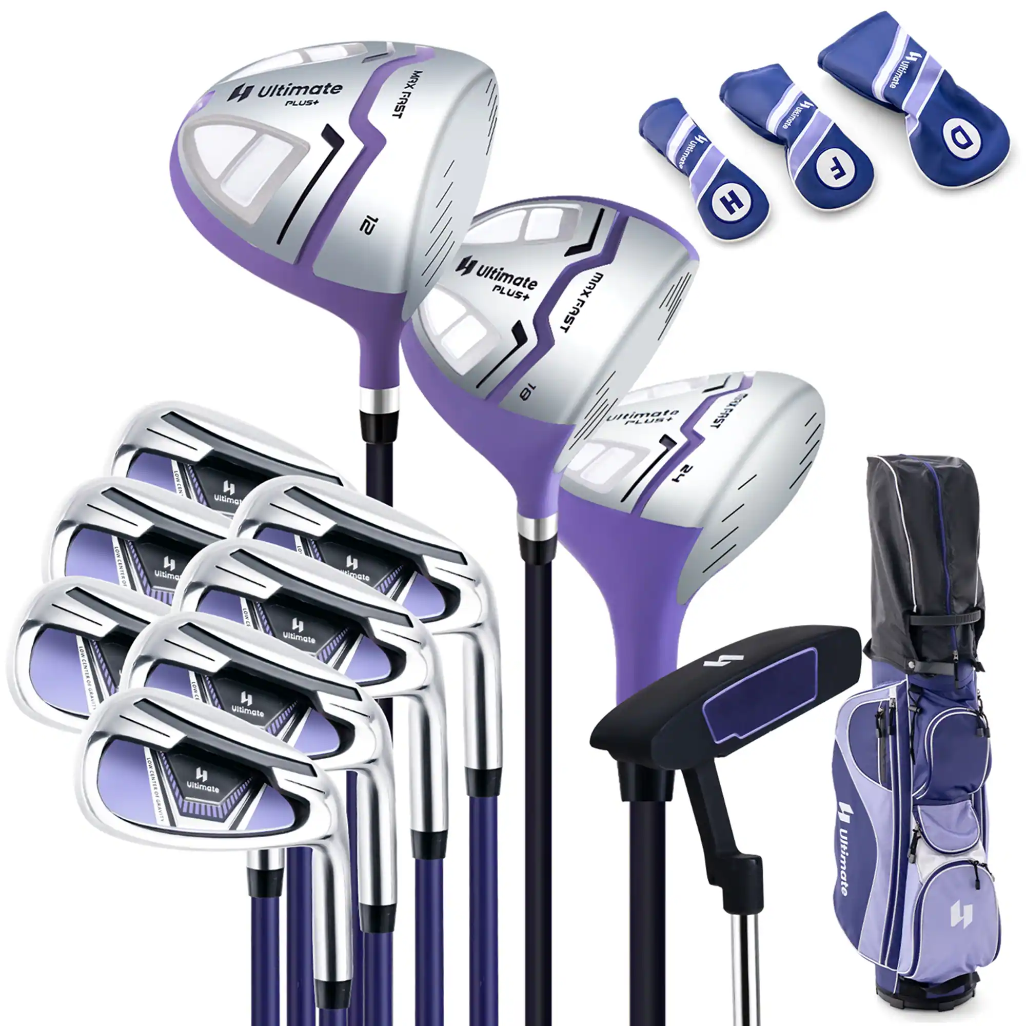 Costway - Women's Complete Golf Club Set Golf Club Package Set w/ Rain Hood, Right Hand - Purple
