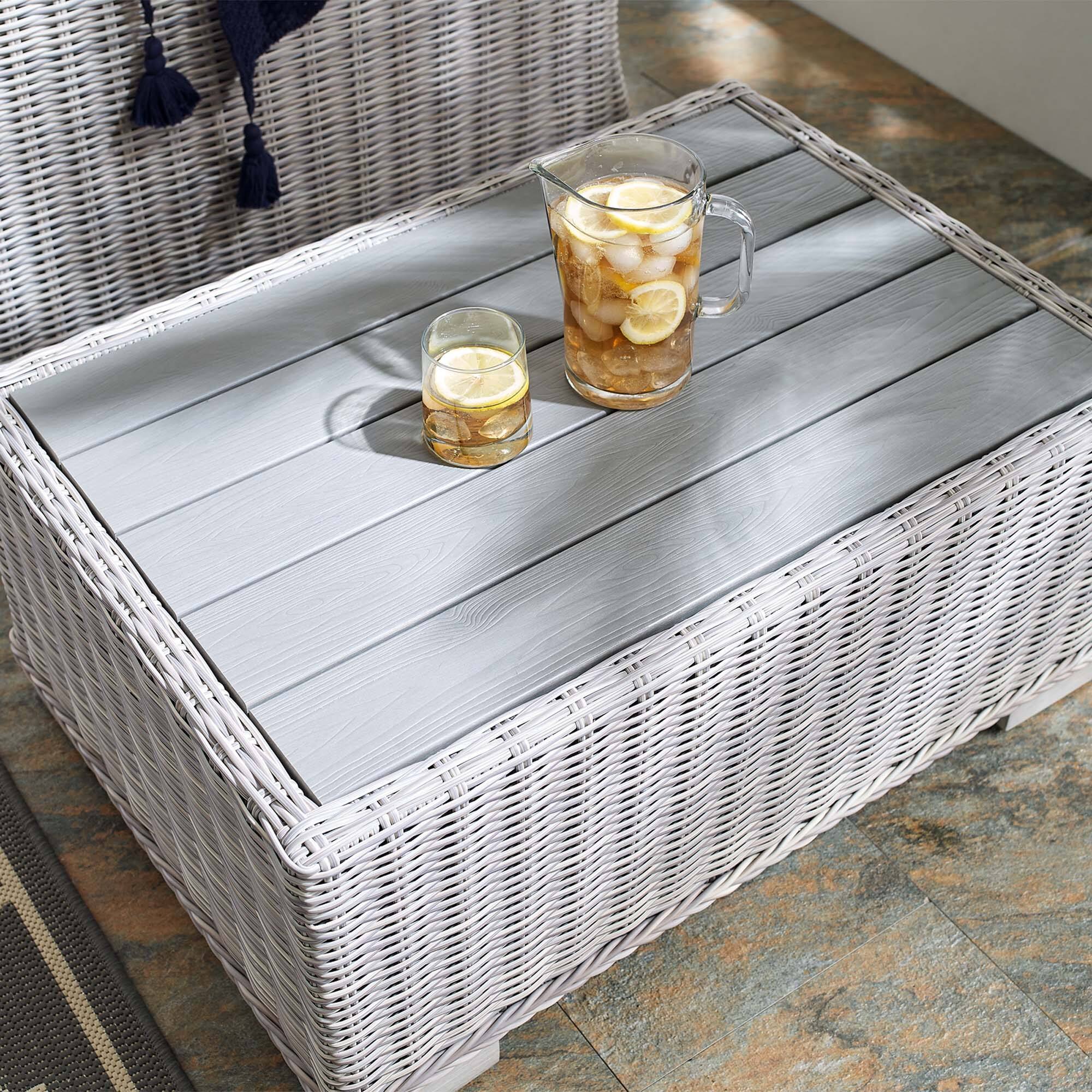 Conway 32" Outdoor Patio Wicker Rattan Coffee Table by Modway - Light Gray