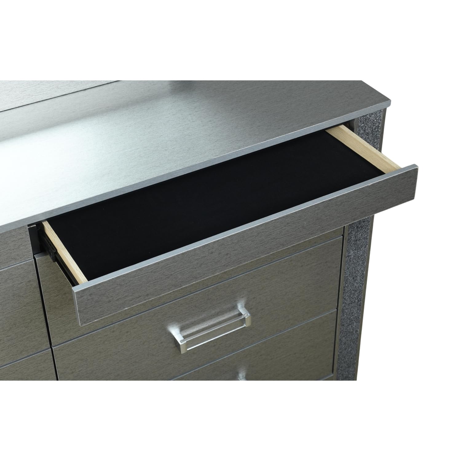 Left. Global Furniture USA - Logan Silver Nightstand - SILVER.