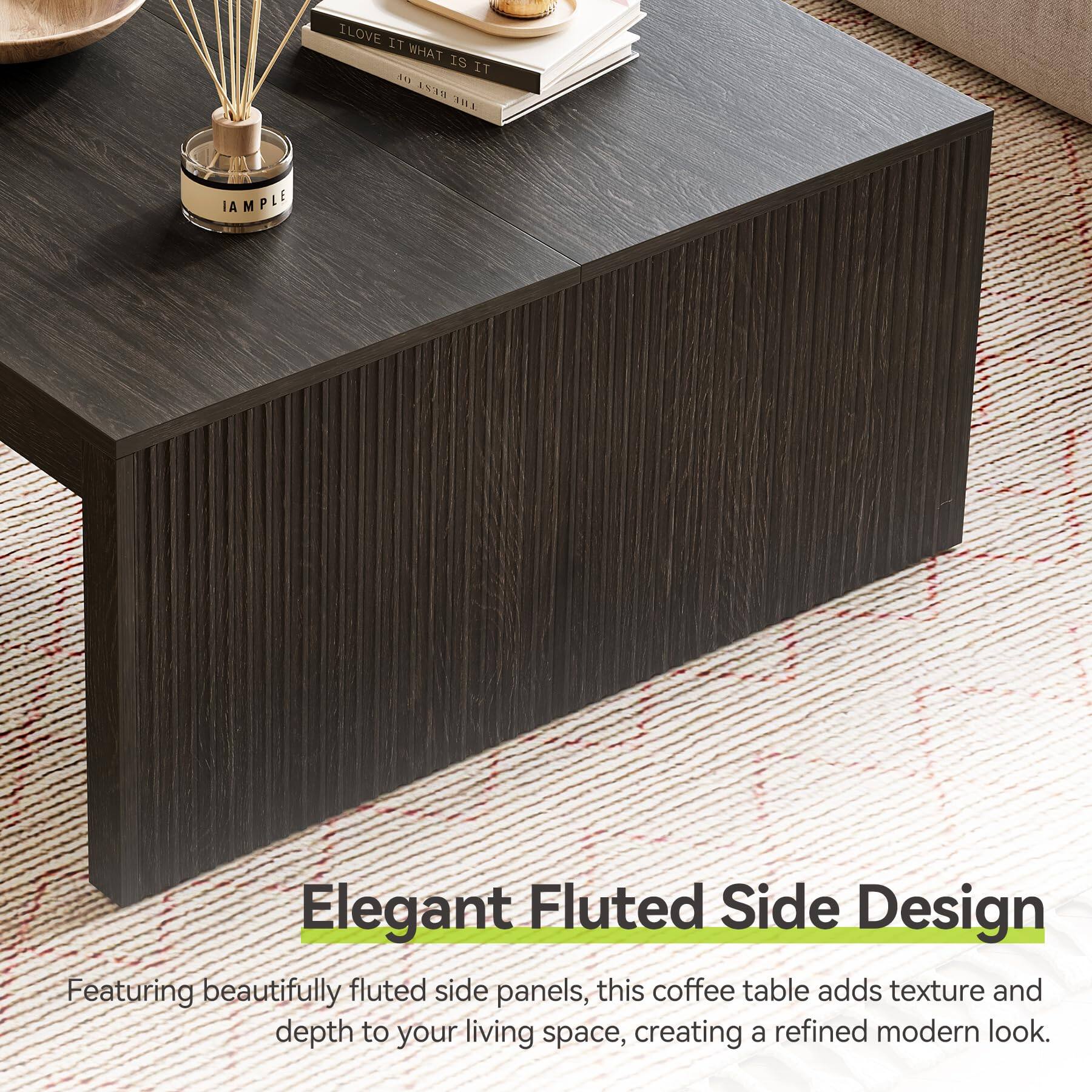 I LOVE IT WHAT IS IT OF BEST THE

Elegant Fluted Side Design
Featuring beautifully fluted side panels, this coffee table adds texture and depth to your living space, creating a refined modern look.