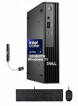 Dell - Upgraded - Pro Micro Desktop (Ultra 7 265T vPro, 32GB, 2TB SSD, Intel Graphics, WiFi 6E, Bluetooth 5.4, RJ-45,Win 11 Pro) w/USB Hub