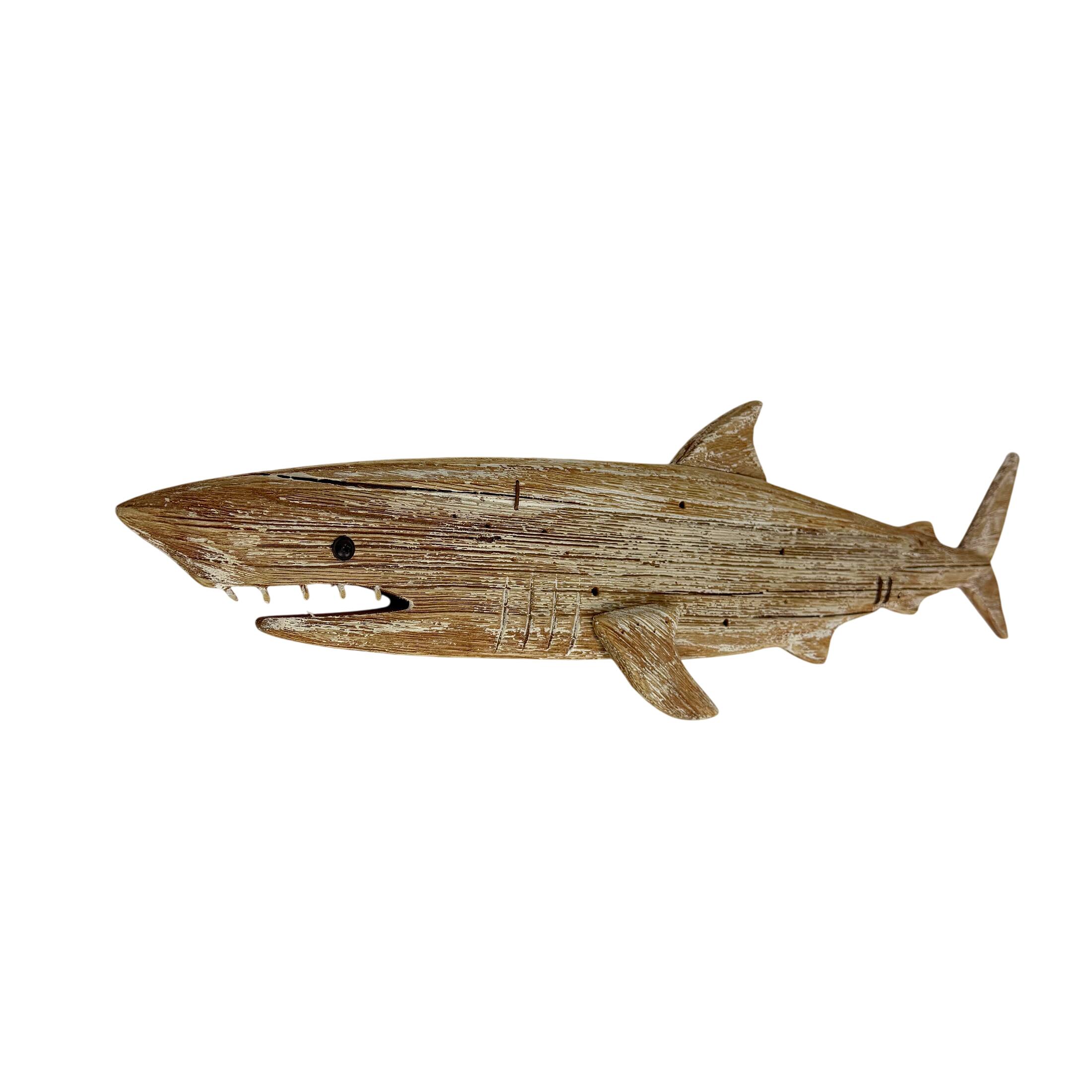 Alt View 1. Things2Die4 - Things2die4 Rustic Wood Shark Wall Decor 31 Inch Long Coastal Wall Art - Natural.