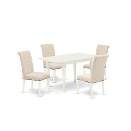 East West Furniture - Dining Table- Dining Chairs - Brown
