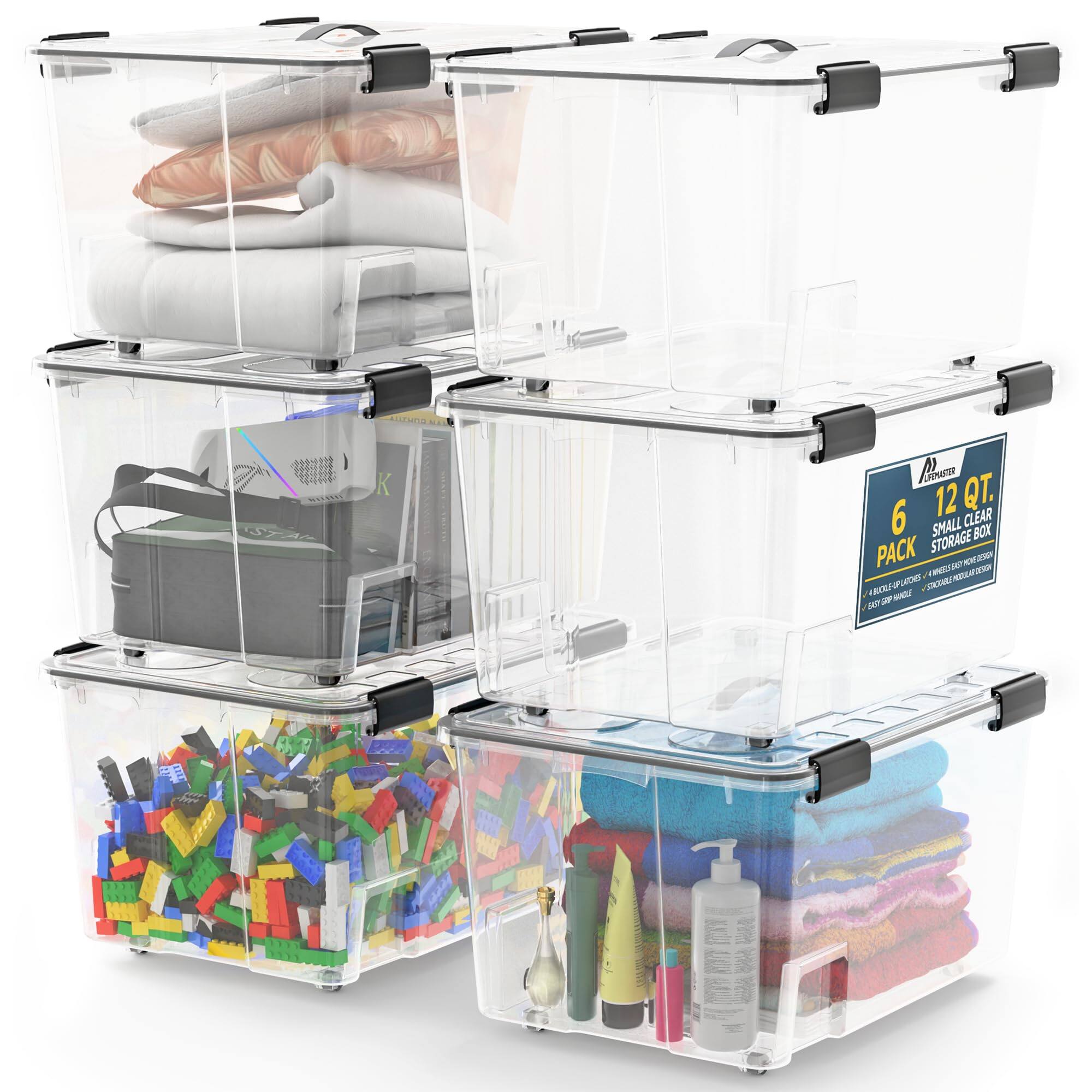 12 QT. 6 SMALL CLEAR BOX PACK STORAGE