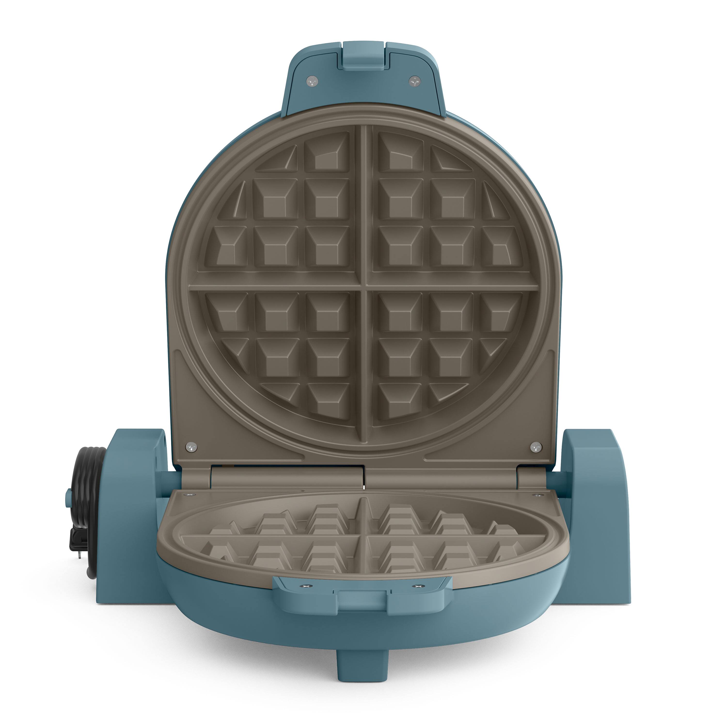 Angle. Bella - Fits-anywhere Kitchenware: Flip & Store Belgian Waffle Maker - Surf.