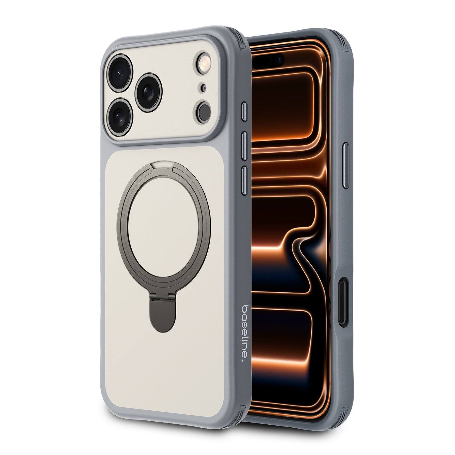 Alt View 1. BASELINE - TouchTone Series Kickstand Ring MagSafe Case for Apple iPhone 18 Pro / 17 Pro - Grey.