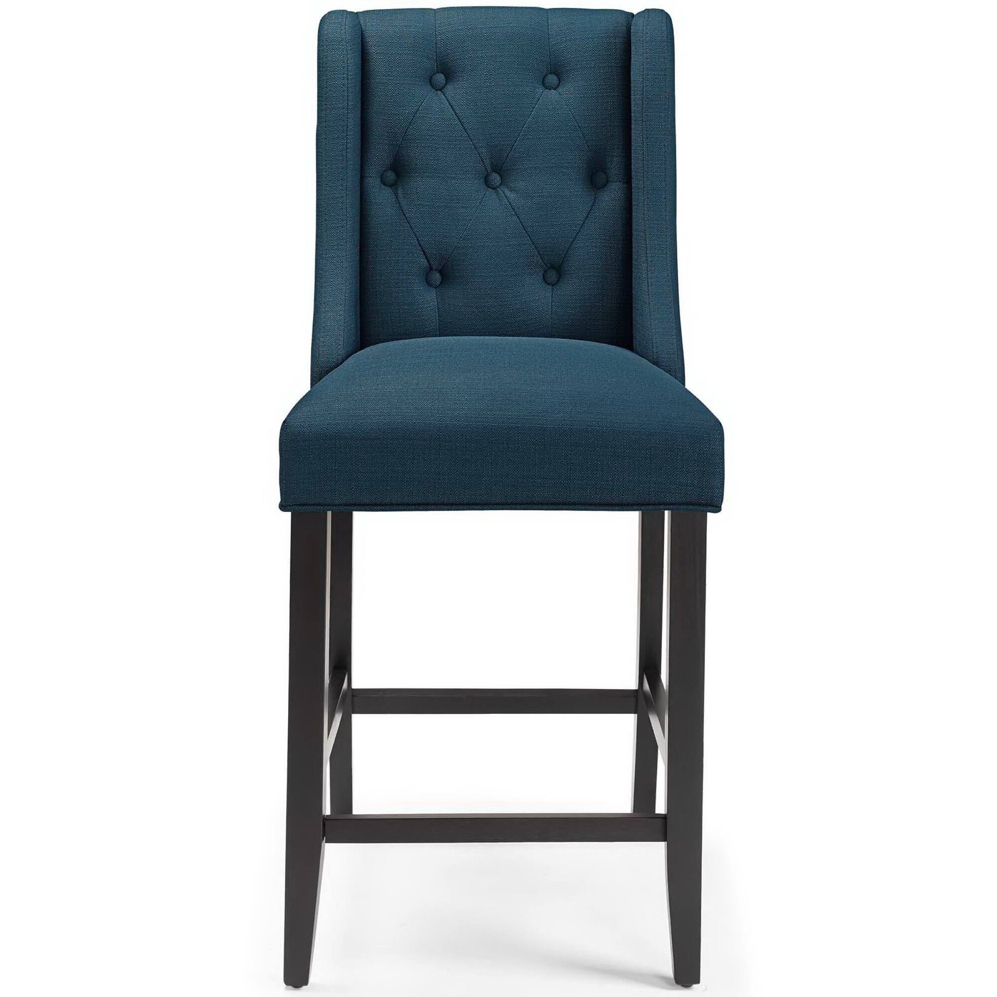 Back. Modway - Baronet Tufted Button Upholstered Fabric Counter Stool by Modway - Blue.