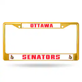 Rico Industries - Ottawa Senators Chrome Metal (Gold Painted) License Plate Frame - Multi