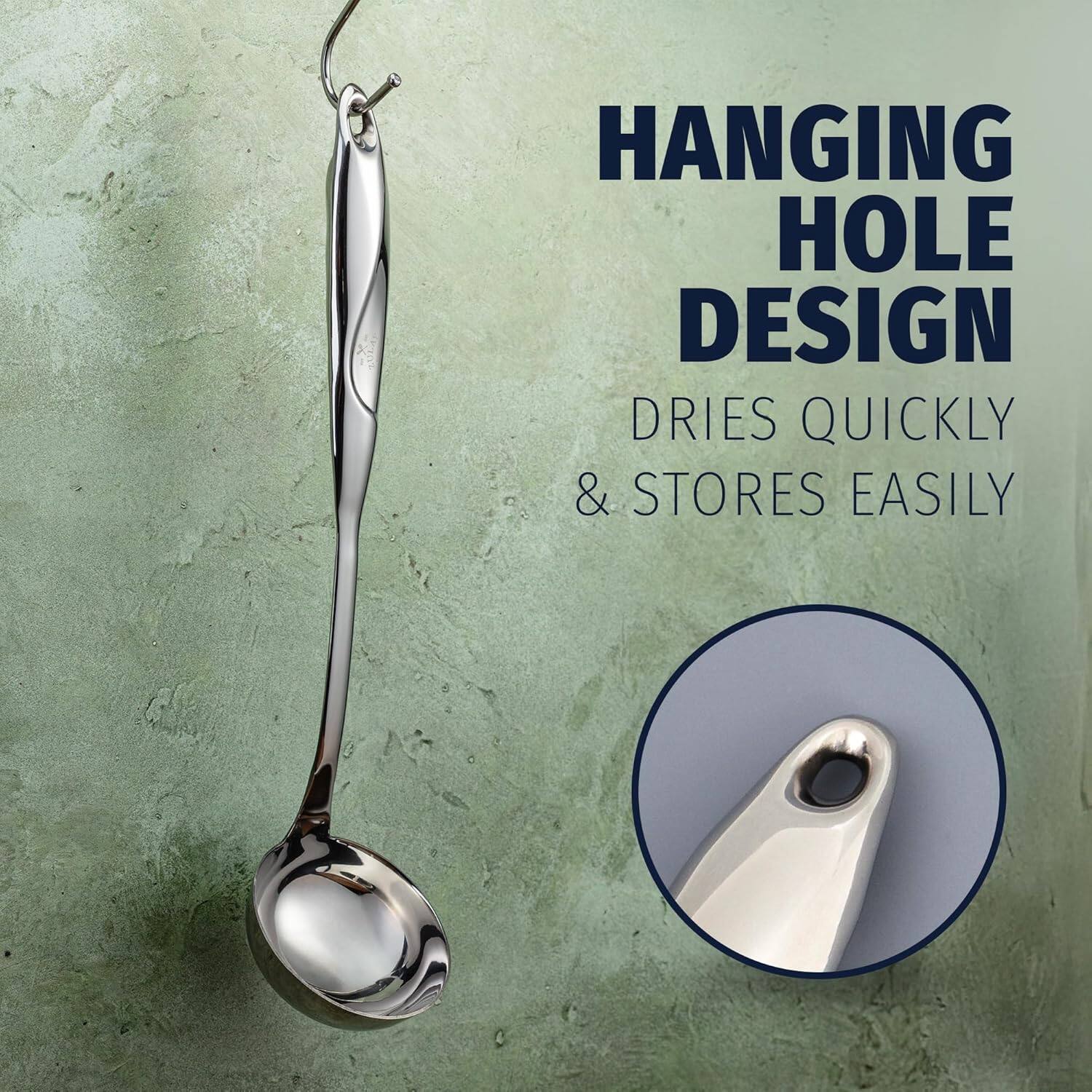 HANGING HOLE DESIGN  
DRIES QUICKLY & STORES EASILY