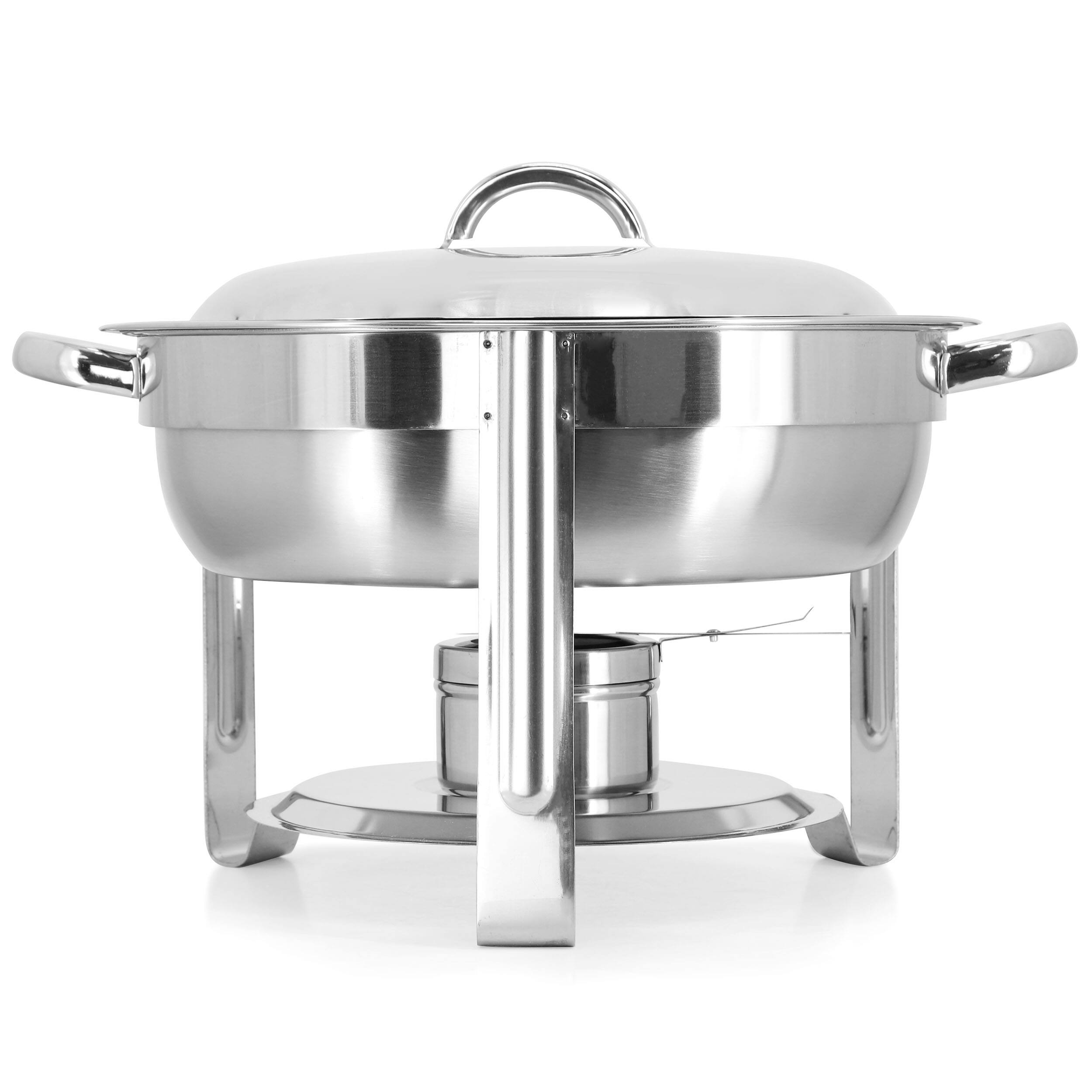 Alt View 5. MegaChef - MegaChef 3.7 Quart Round Stainless Steel Professional Chafing Dish/Food Warmer/Buffet Server Serving Trays - Silver.