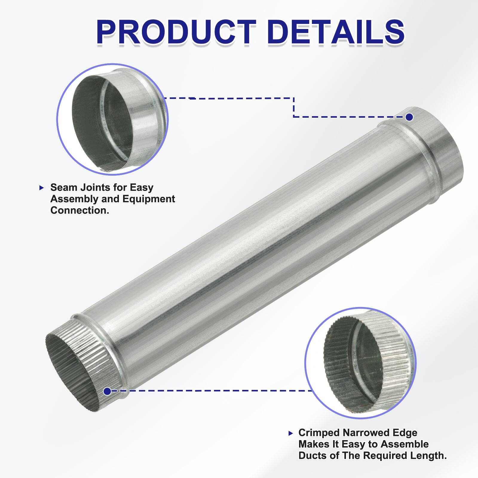 PRODUCT DETAILS

- Seam Joints for Easy Assembly and Equipment Connection.
- Crimped Narrowed Edge Makes It Easy to Assemble Ducts of the Required Length.