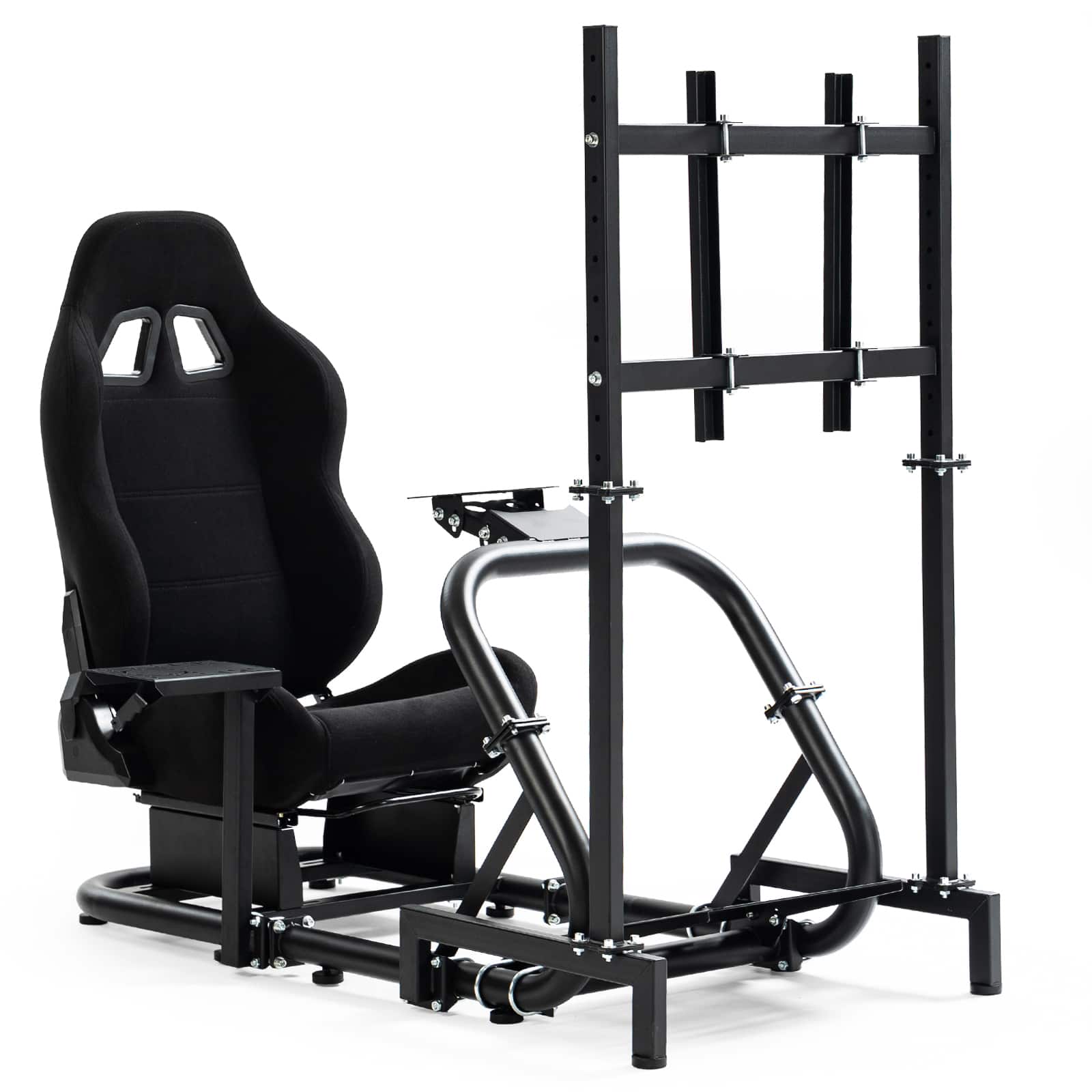 Dardoo - Racing Simulator Cockpit with Monitor Stand and Racing Seat,Fits for Logitech, Thrustmaster, Fanatec - Black