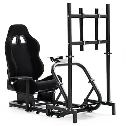 Front. Dardoo - Dardoo Racing Simulator Cockpit with Monitor Stand and Black Racing Seat,Fits for Logitech, Thrustmaster, Fanatec - Black.