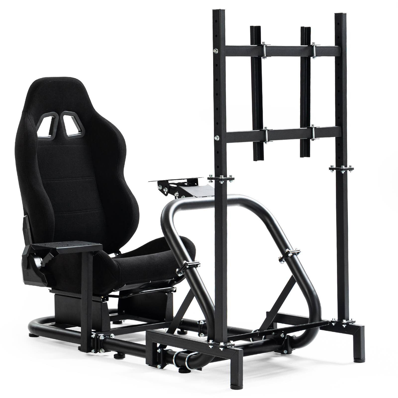 Front. Dardoo - Dardoo Racing Simulator Cockpit with Monitor Stand and Black Racing Seat,Fits for Logitech, Thrustmaster, Fanatec - Black.