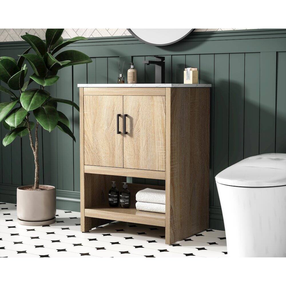Alt View 8. Elegant Kitchen and Bath - Ira 24 Inch Single Bathroom Vanity In Mango Wood - Mango Wood.