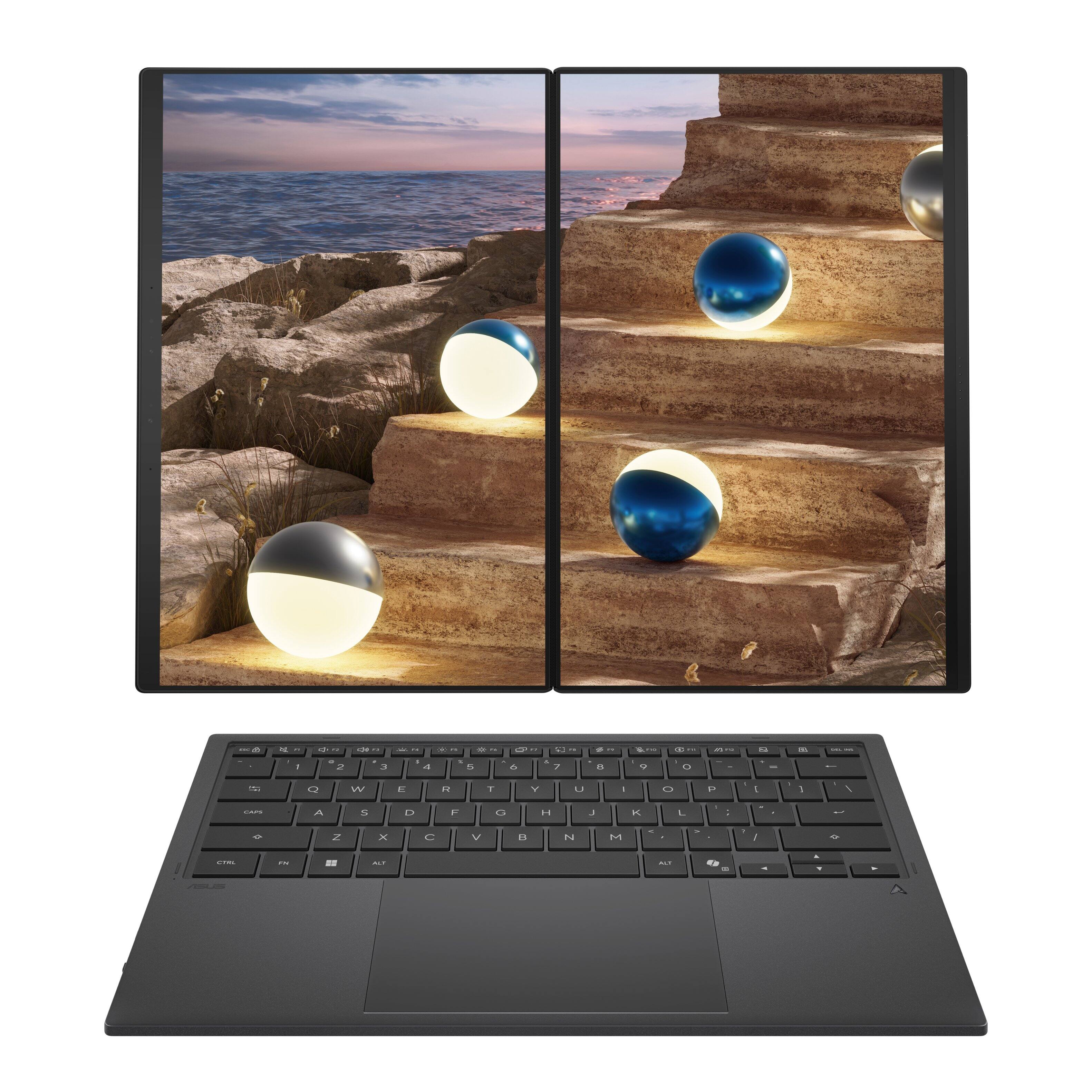 Alt View 13. ASUS - Zenbook Duo Dual 14" 3K OLED Touch Laptop - Intel Core Ultra 9 386H - 32GB Memory - 1TB SSD - Moher Gray.