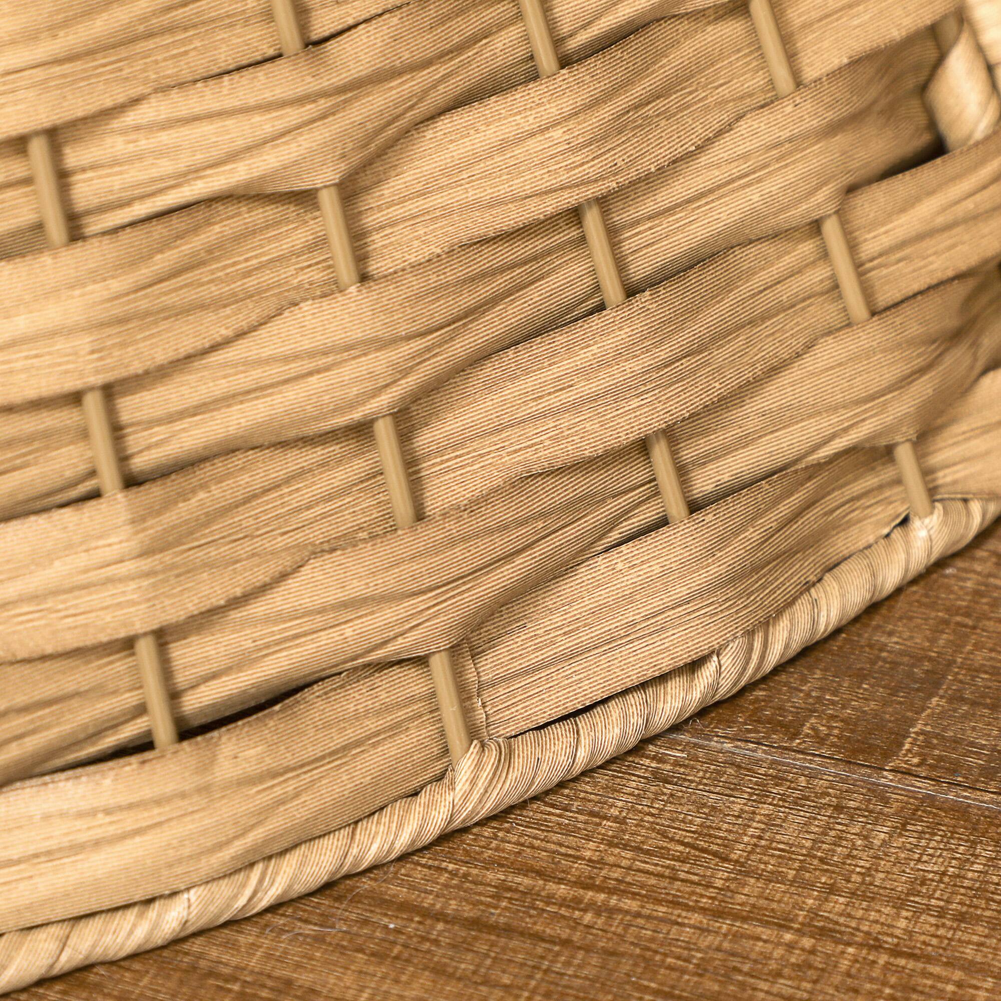 Alt View 8. Homcom - 27in Rustic Christmas Tree Collar, Plastic Woven Tree Skirt, Base Cover, Natural - Natural Wood.